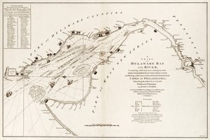 Uma carta da baía e do rio Delaware, contendo uma descrição completa e exacta das margens, riachos, portos, sondagens, baixios, areias e coordenadas dos marcos mais consideráveis, desde os cabos até Filadélfia de Andrew & Haydon W. Dury