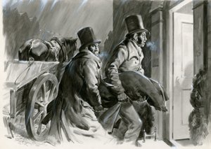 Burke e Hare, ladrões de sepulturas e assassinos (guache sobre papel) de Andrew Howat