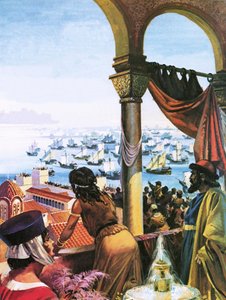 A frota da Quarta Cruzada chega a Constantinopla em 1203 de Andrew Howat