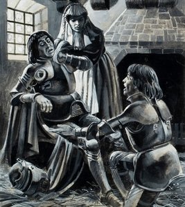 O rei Henrique VI após a batalha de St. Albans, em 22 de maio de 1455 (guache sobre papel) de Andrew Howat