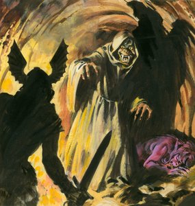 Cena de Beowulf (guache sobre papel) de Andrew Howat