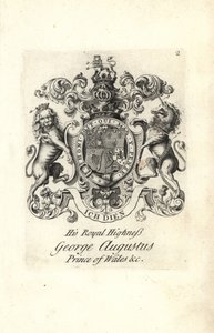 Brasão e brasão de Sua Alteza Real George Augustus, Príncipe de Gales, mais tarde Rei George II de Inglaterra