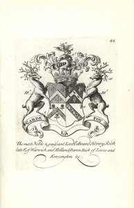Brasão e brasão do Lorde Edward Henry Rich, 7º Conde de Warwick e Holanda, Barão RIch de Leeze e Kensington de Andrew Johnston