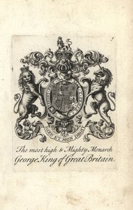 Brasão e brasão do mais alto e poderoso monarca Rei George I da Grã-Bretanha