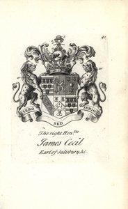 Brasão e brasão do honorável James Cecil, 5º Conde de Salisbúria