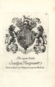 Brasão e brasão da nobre Evelyn Pierpoint, Duque e Conde de Kingston upon Hull de Andrew Johnston