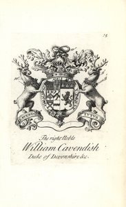 Brasão e brasão do nobre William Cavendish, 2º Duque de Devonshire