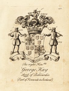 Brasão do Honorável George Hay, Senhor do Penwardian, 8º Conde de Kinnoule na Escócia de Andrew Johnston