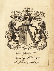 Brasão do honorável honorável Henry Herbert, Lorde Herbert de Cherbury, Barão Herbert de Cherbury (ou Chirbury) de Andrew Johnston
