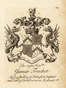 Brasão do honorável James Touchet, Lord Audley of Heleigh na Inglaterra, 6º Conde de Castlehaven na Irlanda, morreu em 1740 de Andrew Johnston