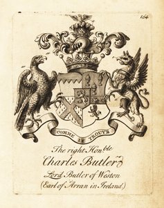 Escudo de armas do ilustre Tenente-General Charles Butler de Andrew Johnston