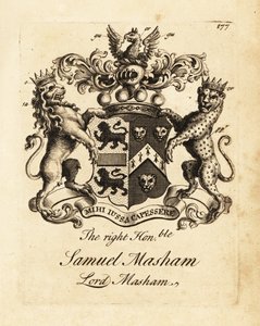Escudo de armas do Honorável Samuel Masham, Senhor Masham de Andrew Johnston
