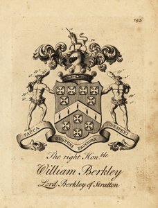Brasão do Honorável William Berkley, Lorde Berkley de Stratton, 4º Barão Berkeley de Stratton, falecido em 1741 de Andrew Johnston