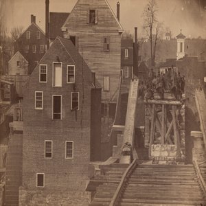 Extremidade da ponte após o ataque de Burnside, Fredericksburg, Virgínia de Andrew Joseph Russell