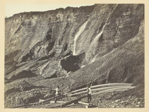 Hydraulic Gold Mining, Near Dutch Flats, Califórnia, C. P. R. R. de Andrew Joseph Russell
