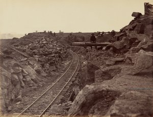 Placa 9. Aproximação leste da ponte de Dale Creek, 1869 (foto) de Andrew Joseph Russell