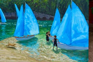 Velas azuis, Looe, 2018, de Andrew Macara