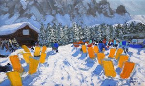 Café e espreguiçadeiras, Selva Gardena, Itália 2016 de Andrew Macara