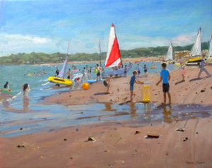 Cricket e vela vermelha e branca,Abersoch, 2011 de Andrew Macara