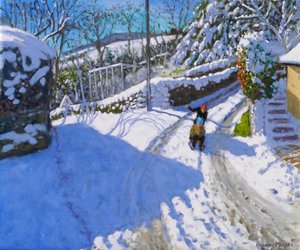 Trenó em Wirksworth, Derbyshire, 2024 (óleo sobre tela) de Andrew Macara