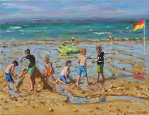 The sandcastle,Wells-next -the- sea,Norfolk, 2019,(oil on canvas) de Andrew Macara