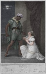 Otelo. Ato 4. Cena 2. Um apartamento no castelo. Desdêmona e Otelo, 1801. de Andrew Michel