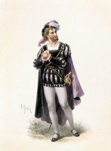 Basse, Colin, no papel de Fausto na ópera "Fausto" de Charles Gounod (1818-1893). Desenho de A. Morton. Século XIX.