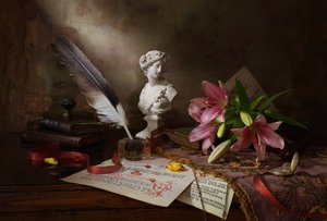Pena e lírios cor-de-rosa de Andrey Morozov