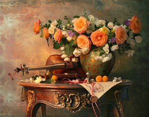 Rosas românticas e violino de Andrey Morozov