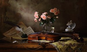 Violino romântico e rosas de Andrey Morozov