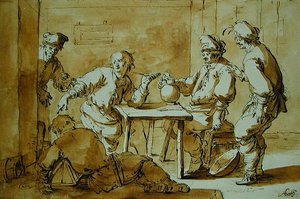No bar, 1633 (caneta e tinta de lavagem no papel)