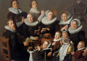 Retrato do pintor Andries van Bochoven e sua família, 1629 de Andries van Bochoven