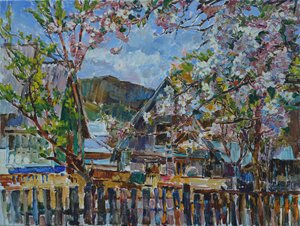 Aldeia da Montanha Florida de Andrii Kutsachenko