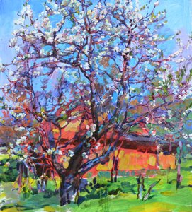 Árvore em flor na primavera