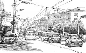 Esboço do tráfego urbano