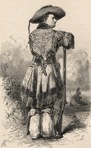 Charles H. Utter, também conhecido como Colorado Charlie, ilustração de "O mundo nas mãos", gravado por Henri Theophile Hildibrand (1824-97), publicado em 1878