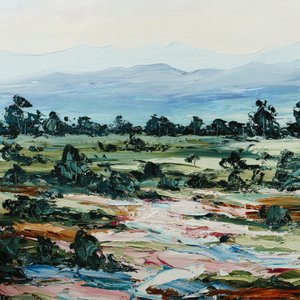 Paisagem com texturas vibrantes de Angela Hawkey