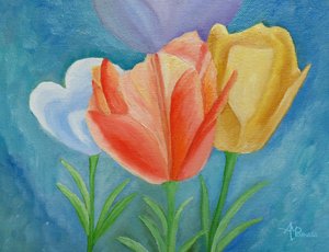 Tulipas coloridas da primavera de Angeles M. Pomata