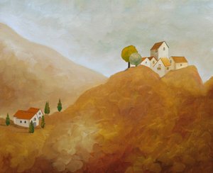O encanto da aldeia na encosta de Angeles M. Pomata