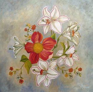 Ramo de flores vermelho e branco de Angeles M. Pomata