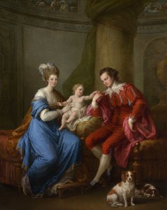 Edward Smith Stanley 1752-1834, décimo segundo conde de Derby, com sua primeira esposa e seu filho, c1776. de Angelica Kauffmann