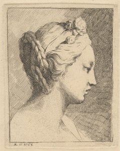 Cabeça de uma jovem mulher de perfil para a direita de Angelica Kauffmann