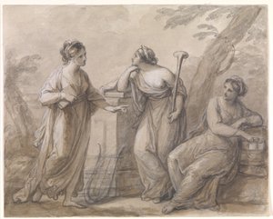 Três musas em conversa de Angelica Kauffmann