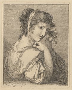 Mulher a ajeitar uma fita no cabelo de Angelica Kauffmann