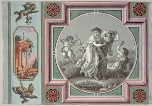 Revenge of Love, design para um medalhão de papel de parede, c.1785 (papel de parede) de Angelica after Kauffmann