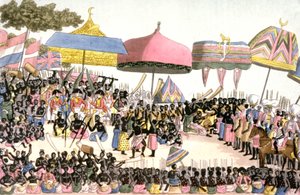 Embaixada inglesa na Costa do Marfim, c.1820 (gravura) de Angelo (after) Biasioli