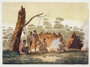 Habitantes de Loro, New Holland, placa 60 de &39;Le Costume Ancien et Moderne&39;, de Jules Ferrario, publicado em c.1820s-30s