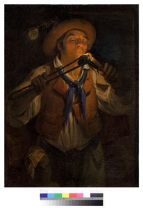 Camponês acender uma vela com uma brasa, 1850