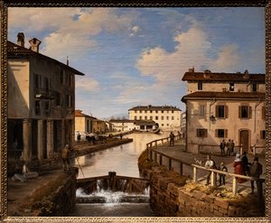 Vista do Canal Naviglio da ponte de São Marcos de Angelo Inganni