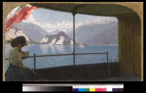 Um barco no Lago Maggiore, 1915 de Angelo Morbelli